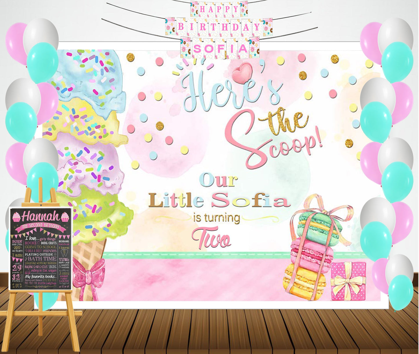Two sweet Girls Theme Birthday Party Personalized Complete Kit