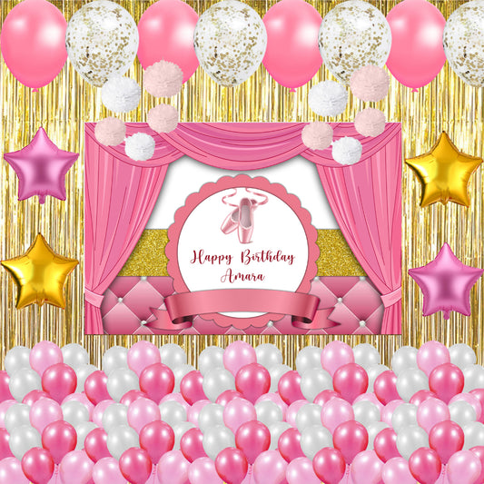 Ballerina Theme Birthday Complete Party Kit with Backdrop & Decorations