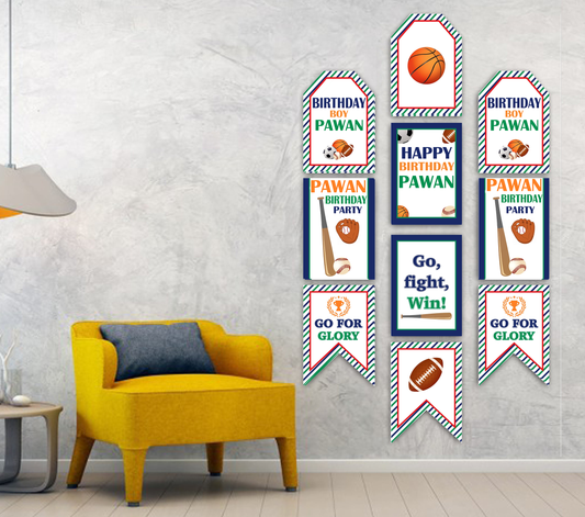 Sports  Theme Birthday Paper Door Banner for Wall Decoration 
