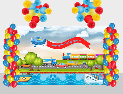 Transport Theme Birthday Party Complete Decoration Kit