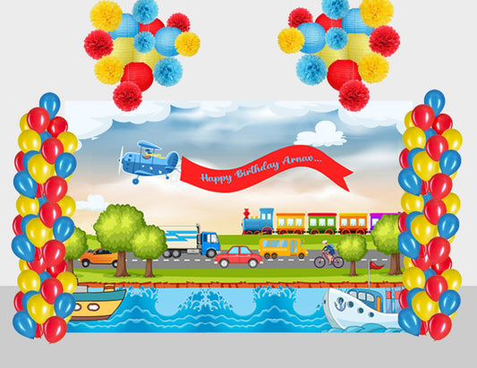 Transport Theme Birthday Party Complete Decoration Kit