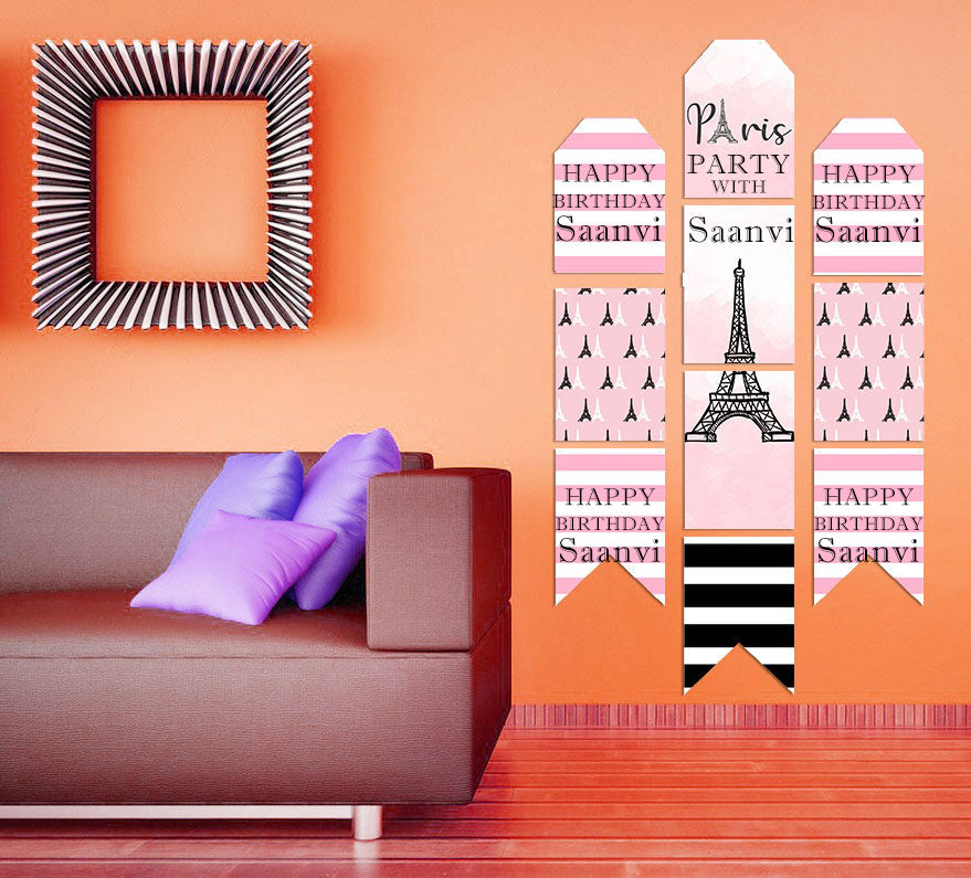 Oh La La Paris Theme Birthday Paper Door Banner for Wall Decoration 
