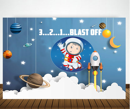 Space Theme Birthday Party Backdrop