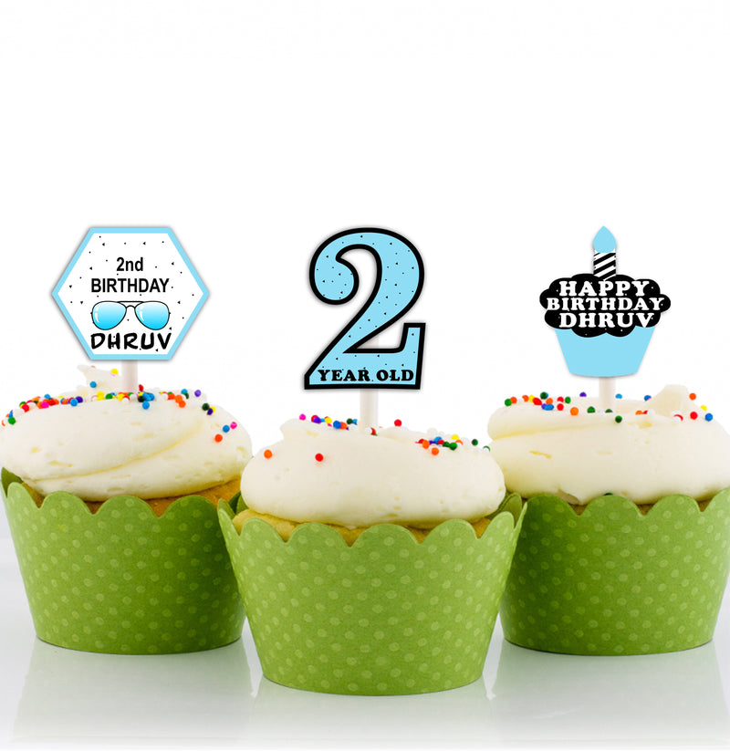 Two Cool Theme Birthday Party Cupcake Toppers for Decoration 