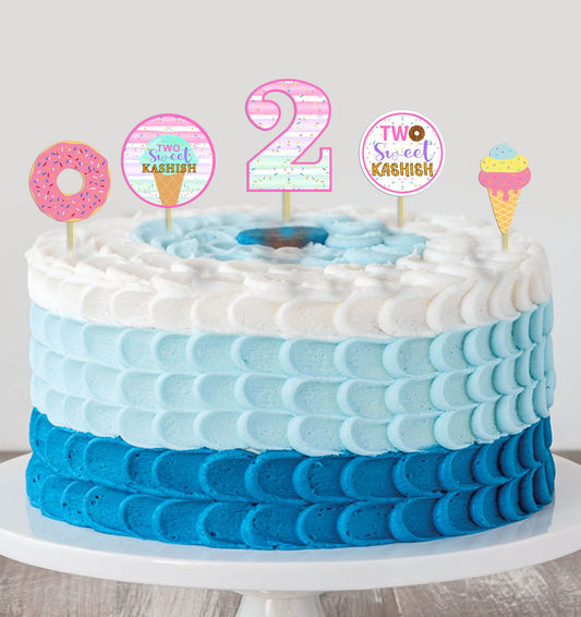 Two Sweet Theme Birthday Party Cake Topper /Cake Decoration Kit