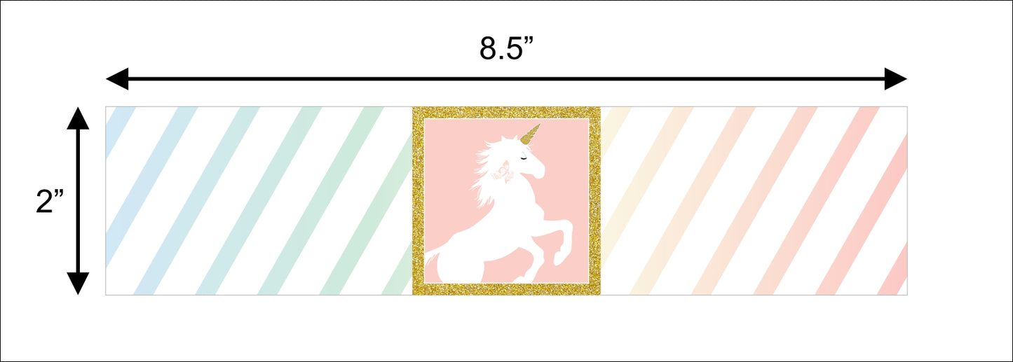 Unicorn Theme Water Bottle Labels