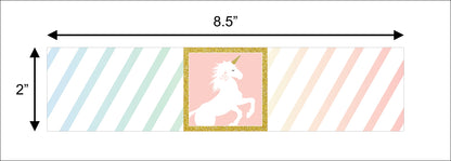 Unicorn Theme Water Bottle Labels