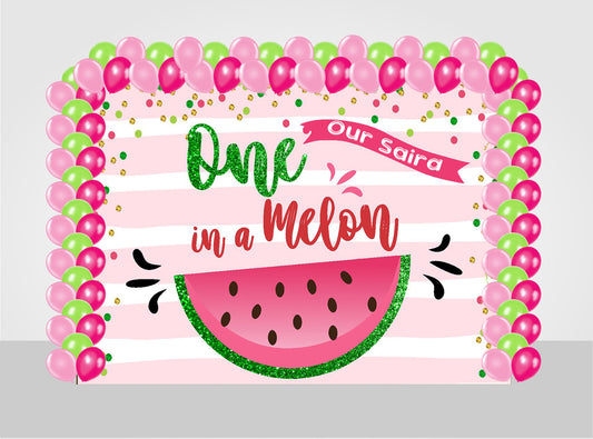 One In A Melon Theme Birthday Party Decoration Kit with Backdrop & Balloons