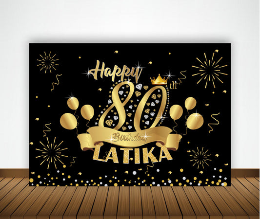 80th Birthday Party Backdrop 