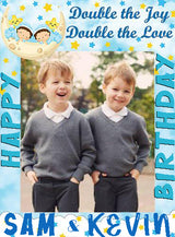 Twin Boys Birthday Party Selfie Photo Booth Frame & Props