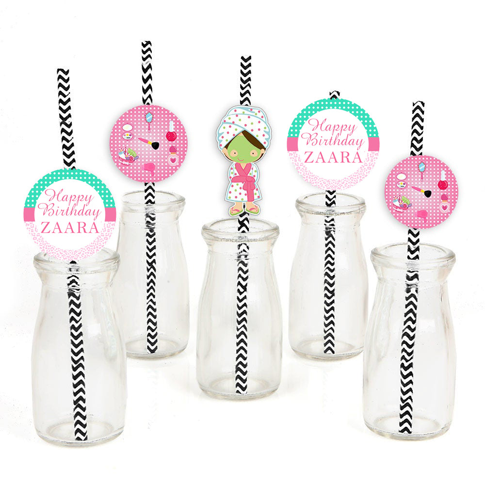 Spa Theme Birthday Party Paper Decorative Straws