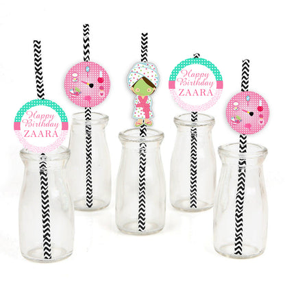 Spa Theme Birthday Party Paper Decorative Straws