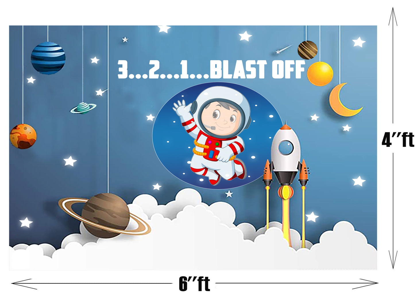 Space Theme Birthday Party Backdrop