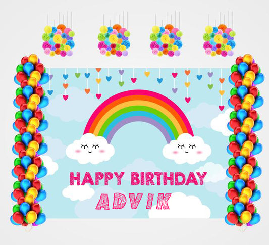 Rainbow Theme Birthday Party Complete Decoration Kit 