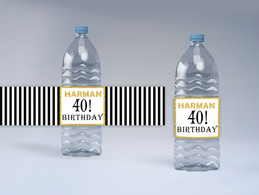 40th Birthday Water Bottle Labels  