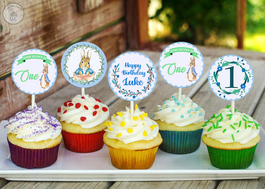 Some Bunny Is One Birthday Party Cupcake Toppers for Decoration