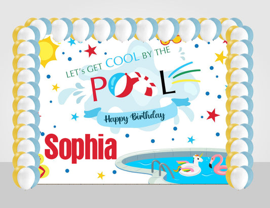 Pool Party Decoration Kit with Backdrop and Balloons