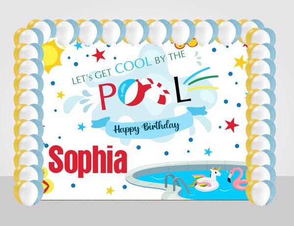 Pool Party Decoration Kit with Backdrop and Balloons