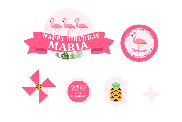 Lets Flamingo-Girls Birthday Cake Decorating Kit/Cake Topper/Cup Cake Topper