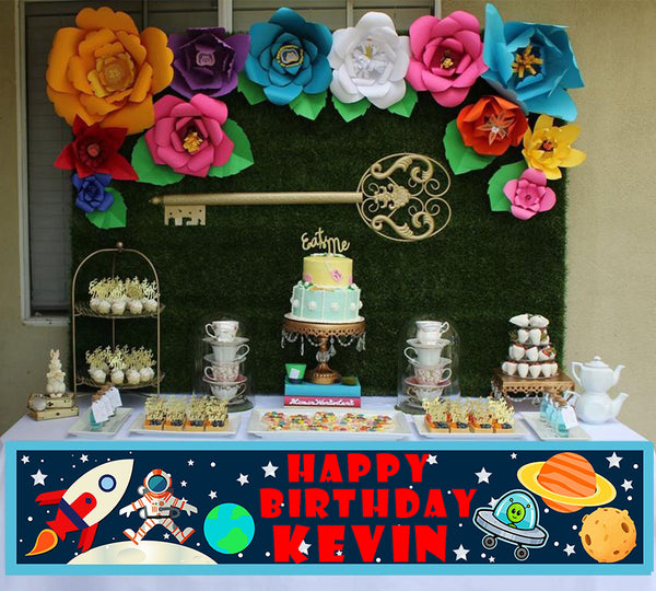 Space Theme Birthday Long Banner for Decoration