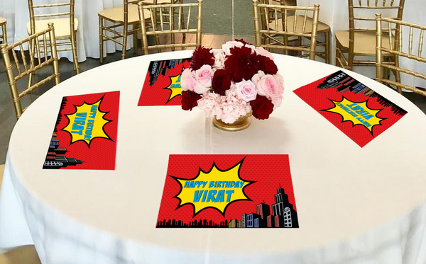 Super Hero Theme Birthday Table Mats for Decoration