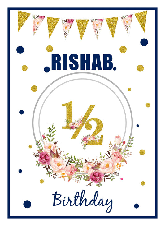 Half  Birthday  Poster Decoration /Photo Prop-Boys Blue