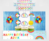 Rainbow Theme Birthday Complete Party Kit with Backdrop & Decorations