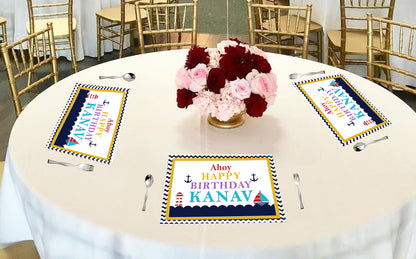 Nautical Ahoy  Theme Birthday Table Mats for Decoration