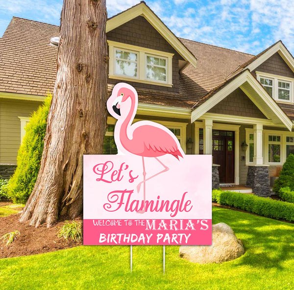 Flamingo Theme Birthday Party Welcome Board
