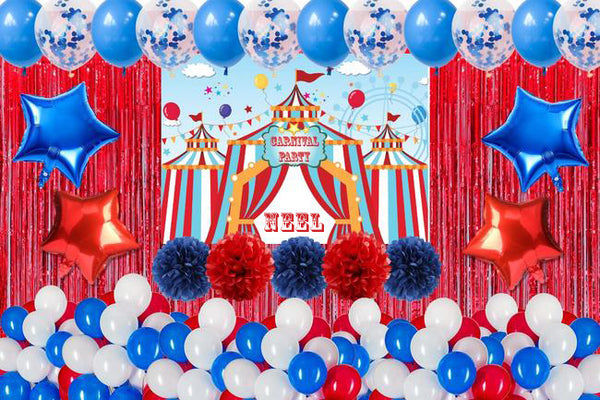 Carnival Theme Birthday Party Complete Decoration Kit With Backdrop & Decorations