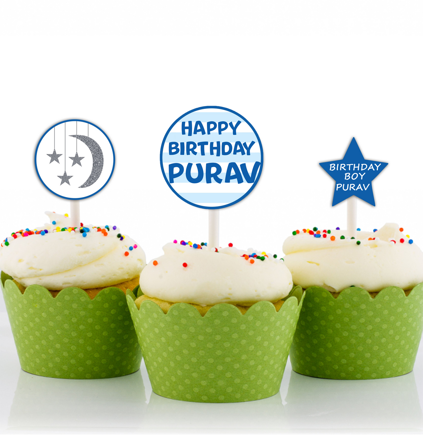 Twinkle Twinkle Little Star Theme Birthday Party Cupcake Toppers for Decoration