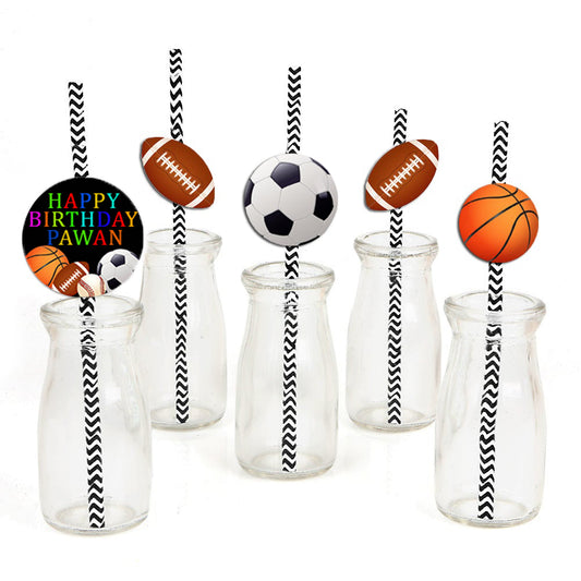Sports  Theme Birthday Party Paper Decorative Straws