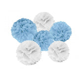 Blue And White Pompom Decorations