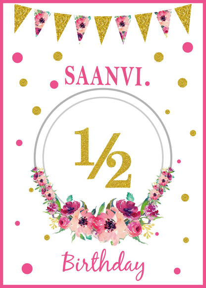 Half Birthday  Poster Decoration/Photo Prop Girls