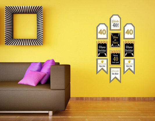 40th Birthday Paper Door Banner for Wall Decoration 