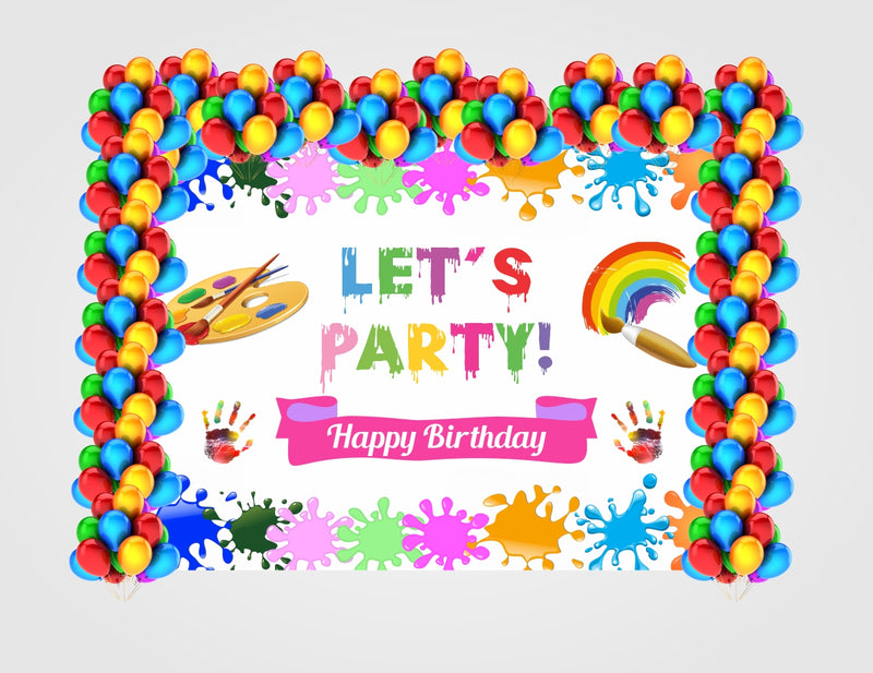 Art and Paint Theme Birthday Party Decoration kit with Backdrop & Balloons