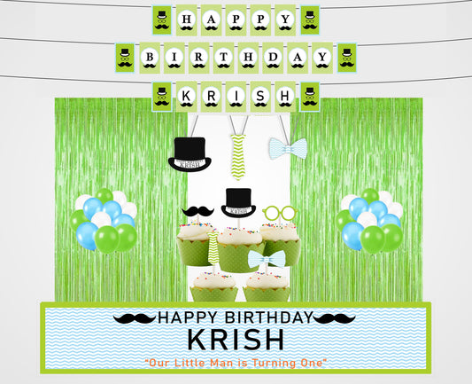 Little Man Theme Birthday Party Decoration Kit