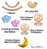 Boy Or Girl We Love You 25 pcs Baby Shower Decoration Combo for Banner and Metallic Blue, Pink Balloons with foil Balloons (Baby Shower)