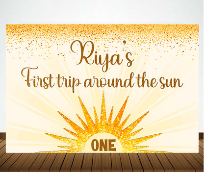 First Trip Around the Sun Theme Birthday Party Backdrop