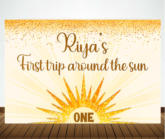 First Trip Around the Sun Theme Birthday Party Backdrop