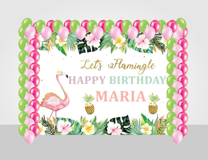 Flamingo Theme Birthday Party Decoration Kit with Backdrop & Balloons
