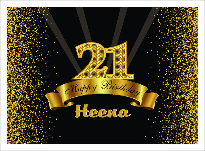 Personalize 21th Birthday Black Party Backdrop Banner