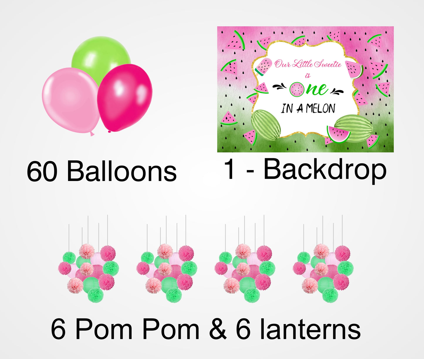 One In A Melon Theme Birthday Party Complete Decoration Kit