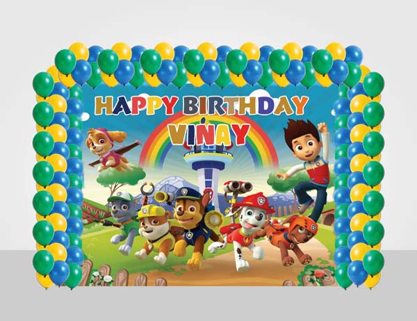 Paw Patrol Theme Birthday Party Decoration kit with Backdrop & Balloons