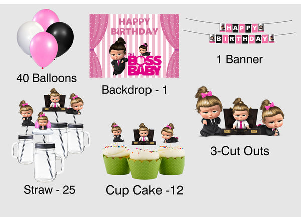 Boss Baby Girl Theme Birthday Party Decoration Kit 