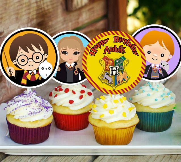 Harry Potter Theme Birthday Party Cupcake Toppers for Decoration