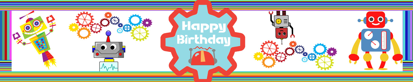 Robot Theme Birthday Long Banner for Decoration