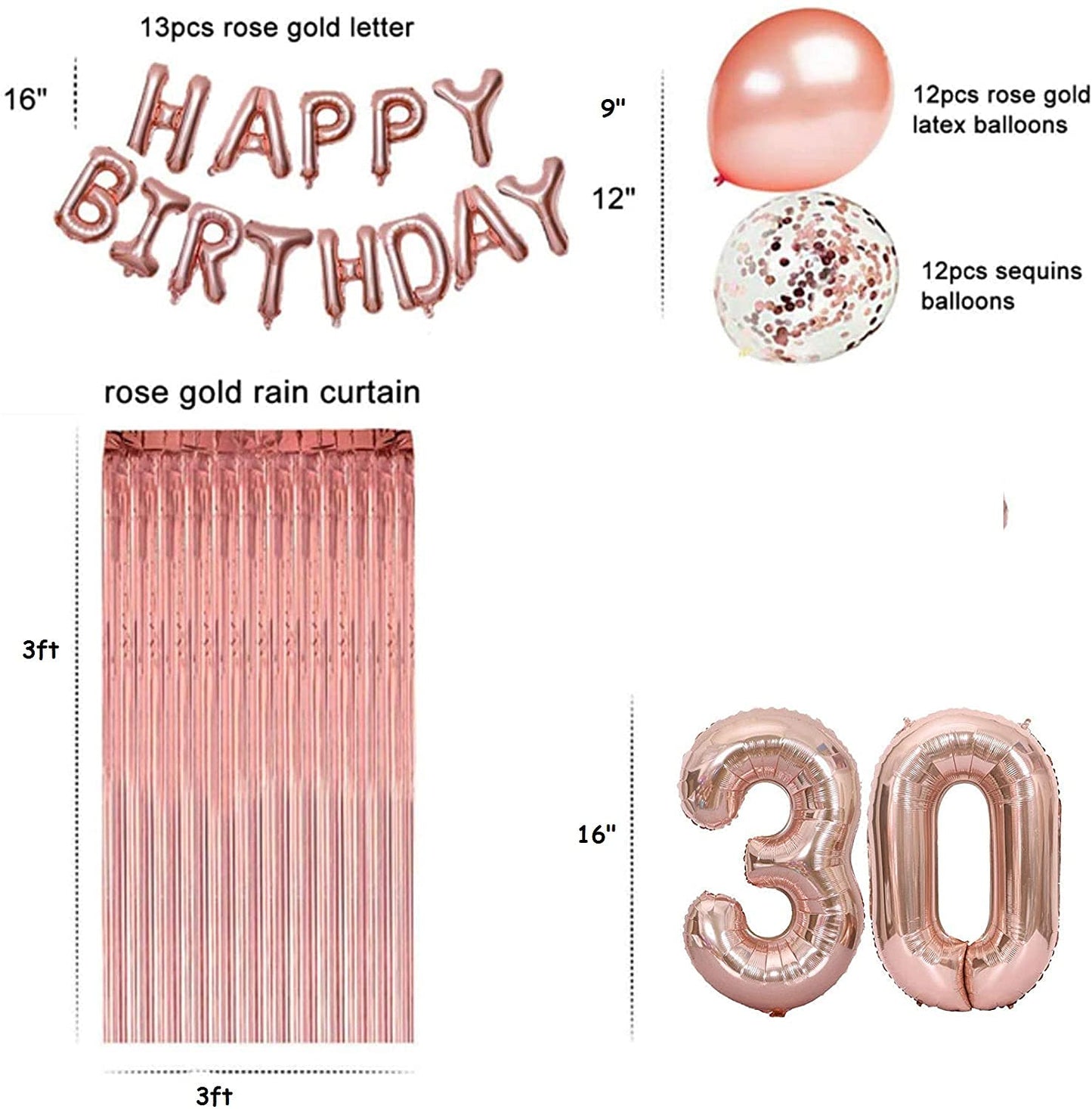 30th Rose Gold Balloons Decoration
