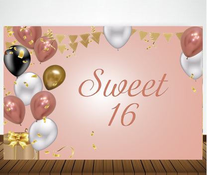 16th Birthday Party Backdrop 