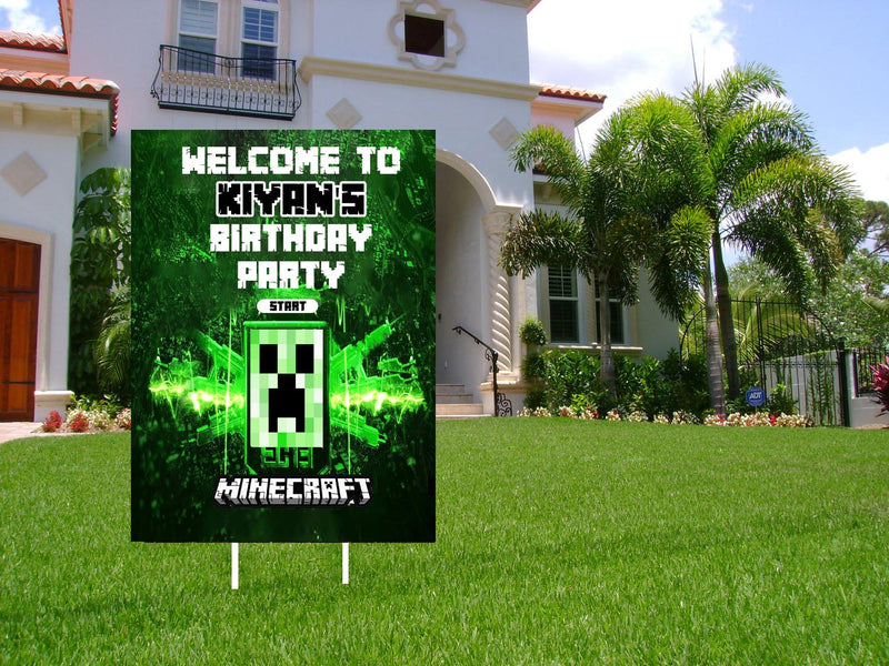 Minecraft Theme Birthday Party Welcome Board